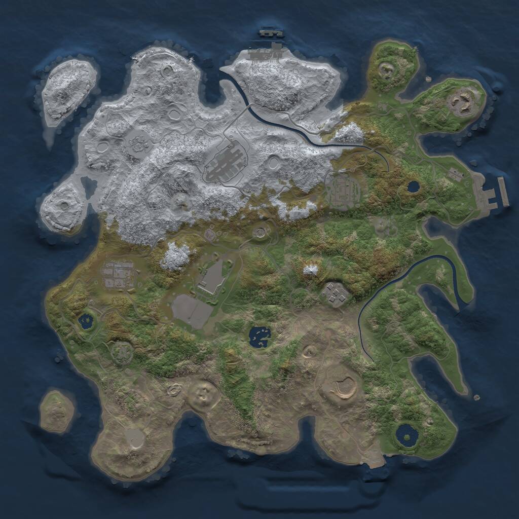 Rust Map: Procedural Map, Size: 3500, Seed: 205634, 14 Monuments