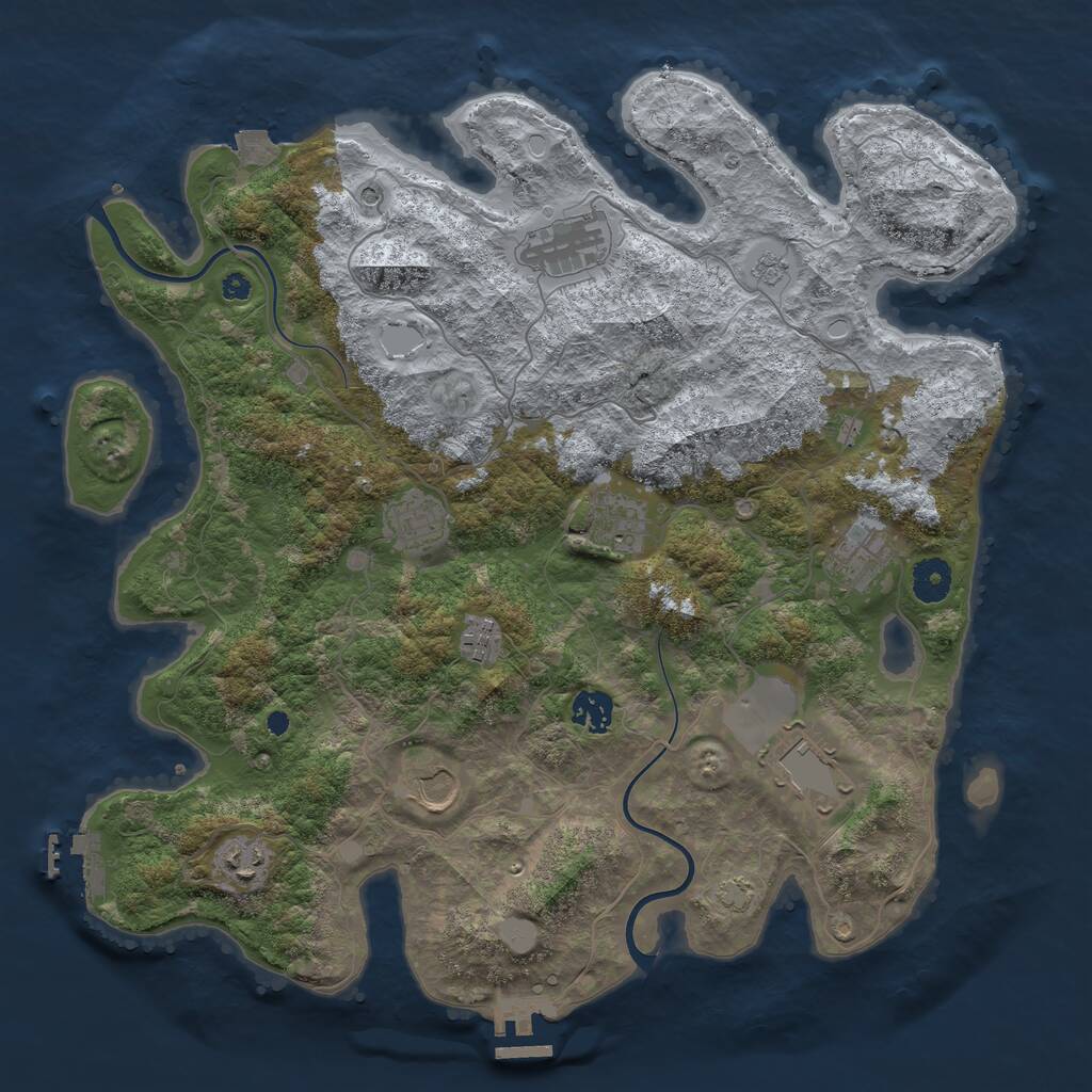 Rust Map: Procedural Map, Size: 3850, Seed: 1579854976, 15 Monuments
