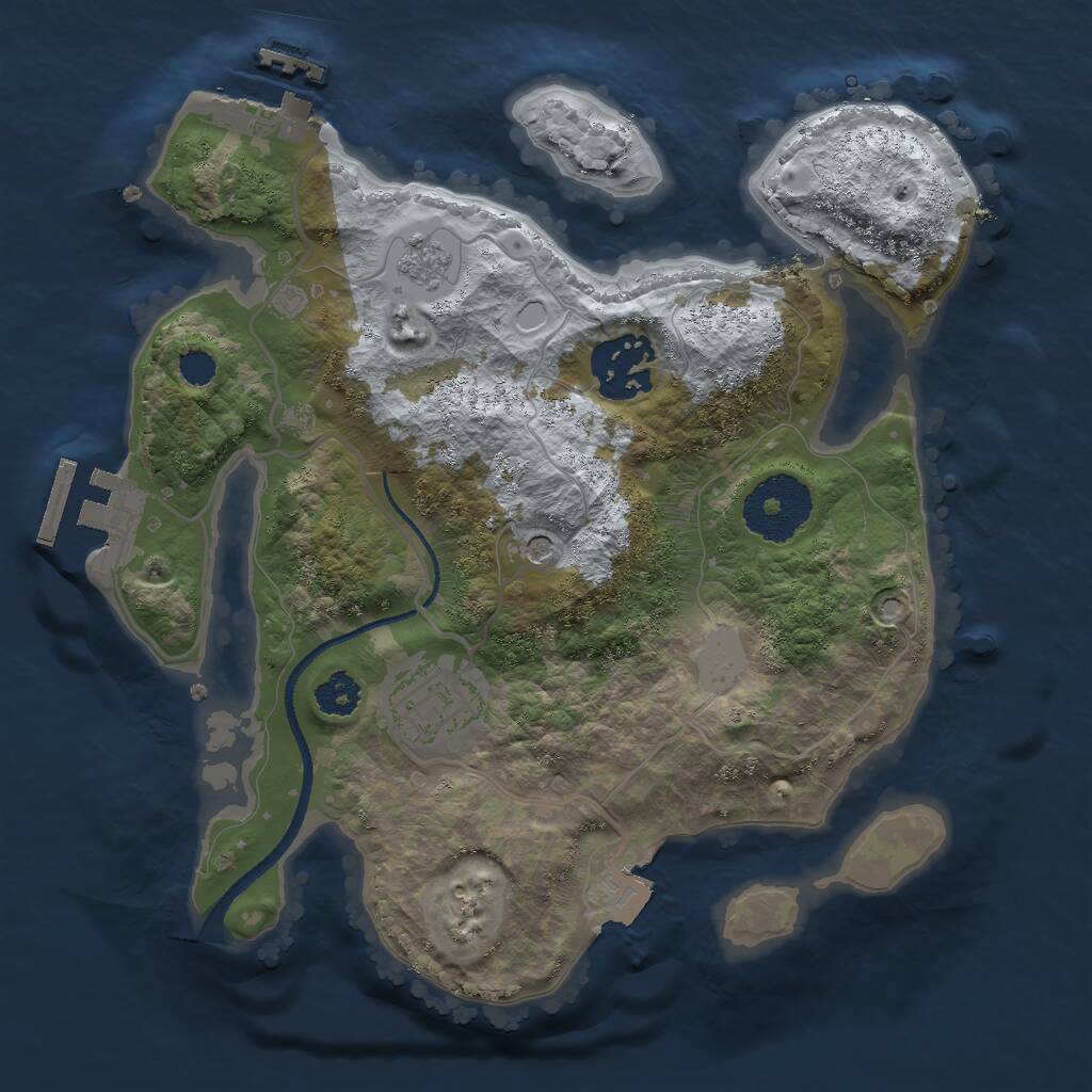 Rust Map: Procedural Map, Size: 2500, Seed: 2976425, 7 Monuments