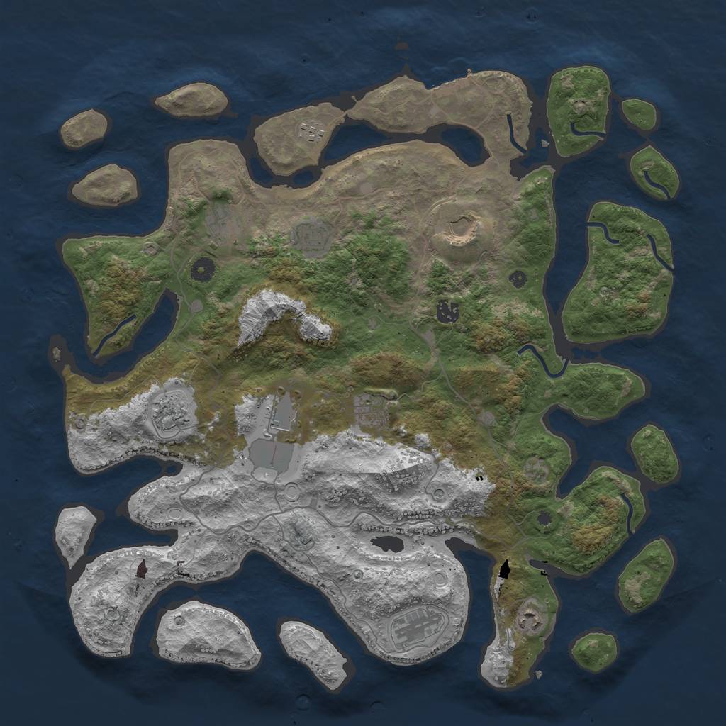 Rust Map: Procedural Map, Size: 4500, Seed: 1168581213, 20 Monuments