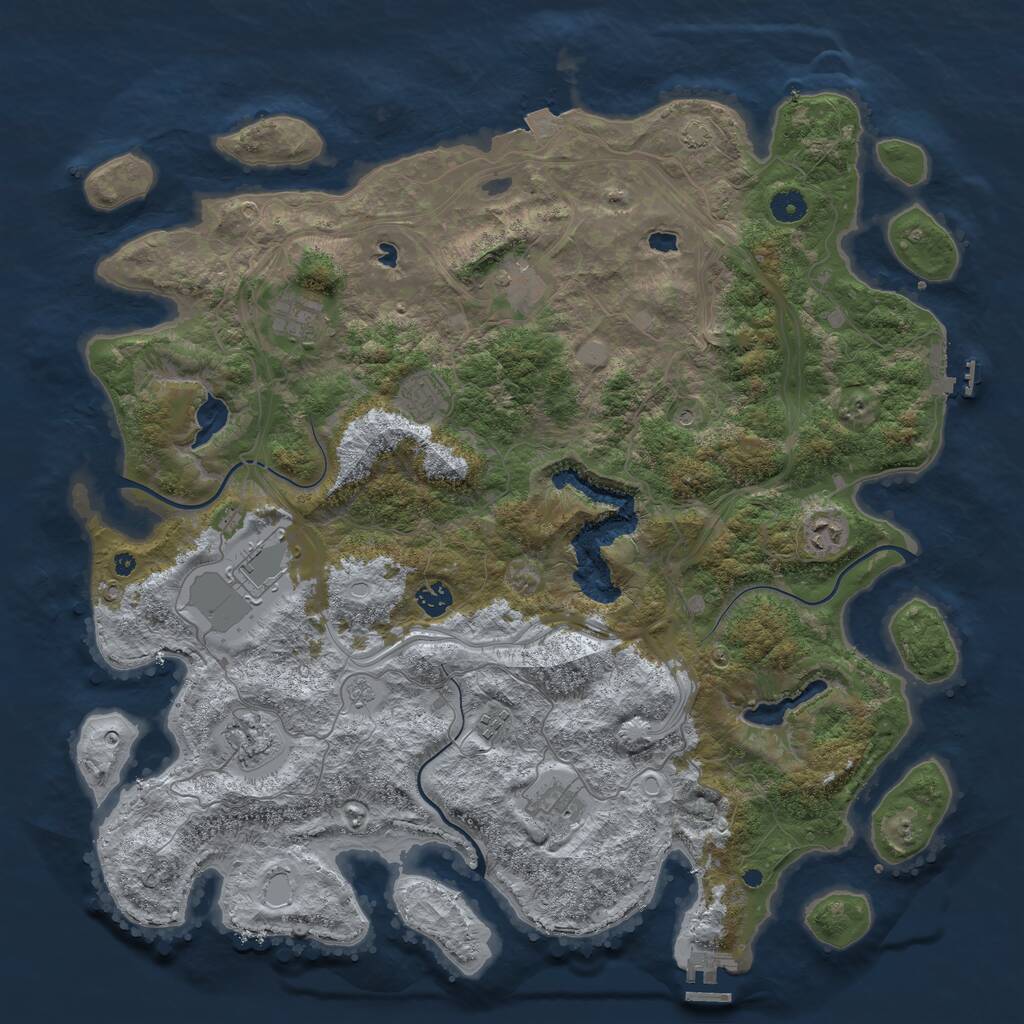 Rust Map: Procedural Map, Size: 4500, Seed: 1168581213, 15 Monuments
