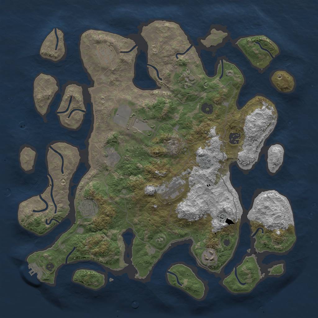 Rust Map: Procedural Map, Size: 4000, Seed: 434168277, 19 Monuments