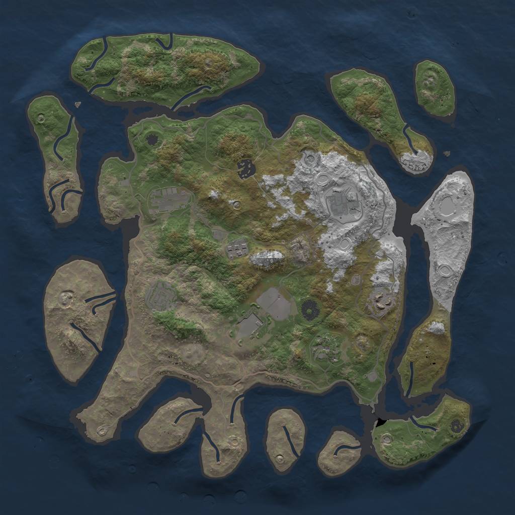 Rust Map: Procedural Map, Size: 4000, Seed: 627699351, 17 Monuments