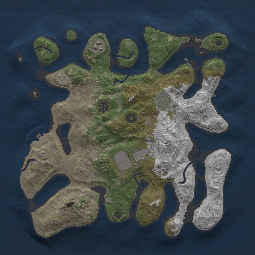 Rust Map: Procedural Map, Size: 3500, Seed: 795, 17 Monuments