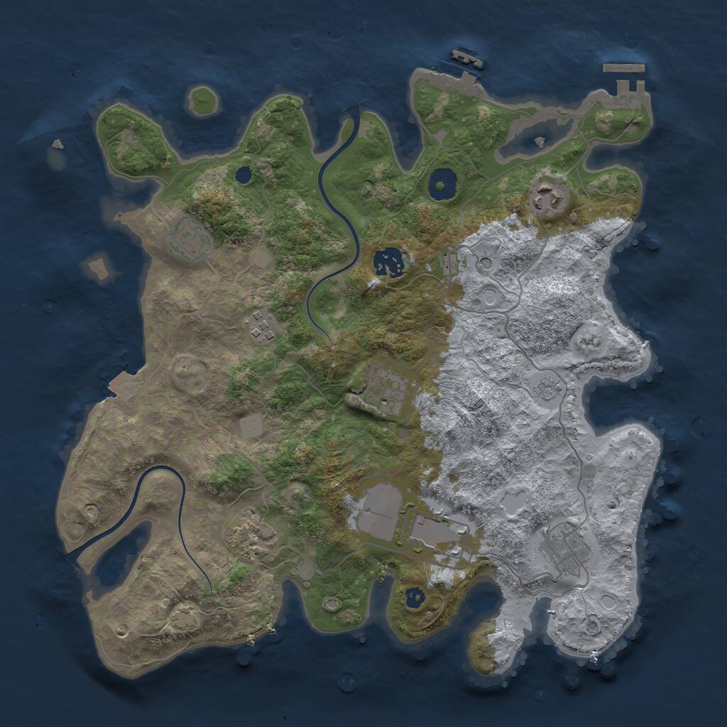 Rust Map: Procedural Map, Size: 3500, Seed: 795, 14 Monuments
