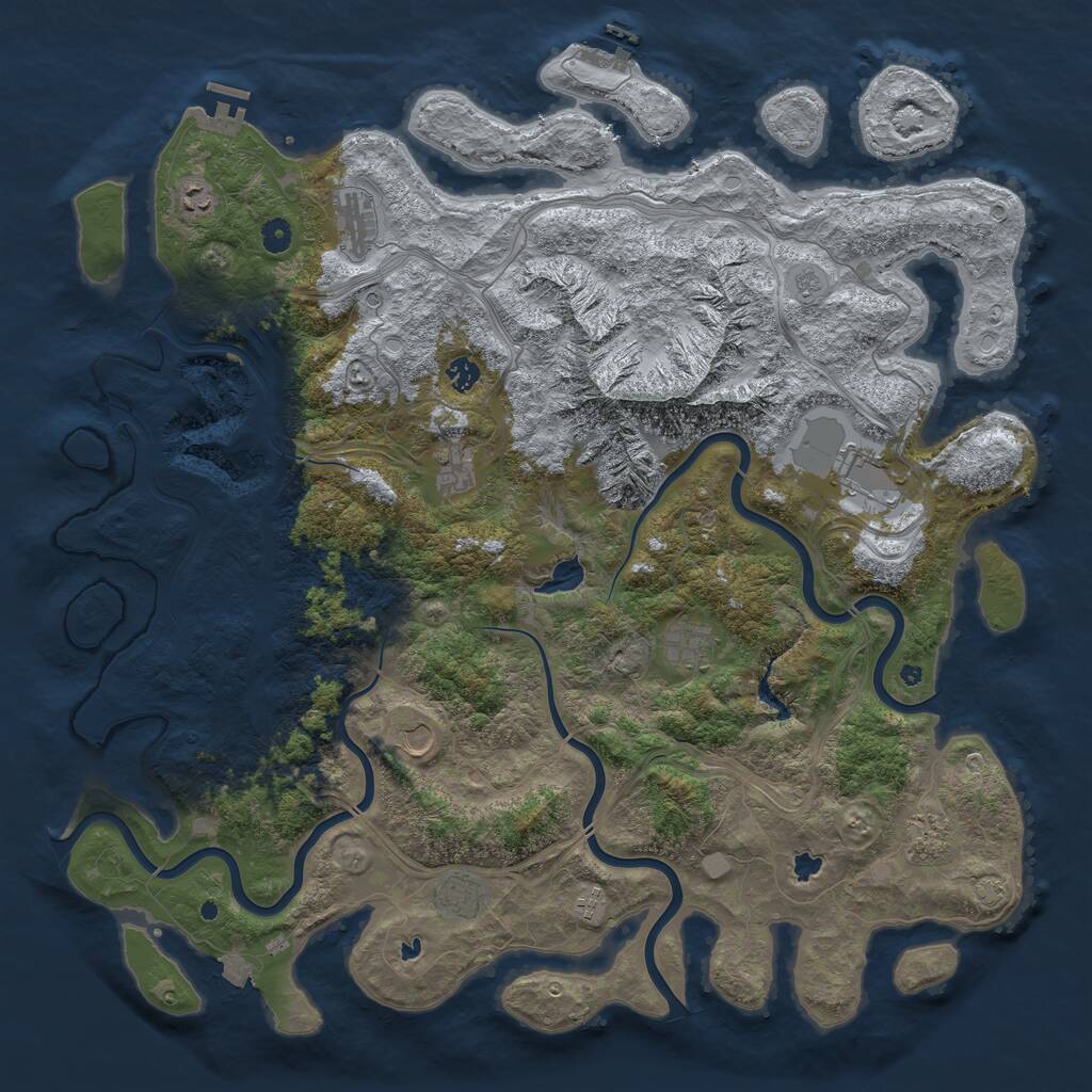 Rust Map: Procedural Map, Size: 5000, Seed: 100685, 16 Monuments