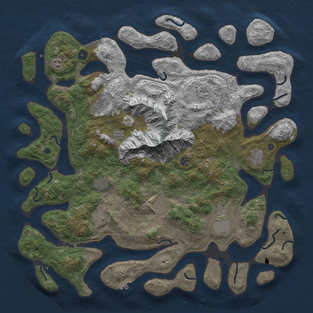 Rust Map: Procedural Map, Size: 5000, Seed: 100685, 21 Monuments