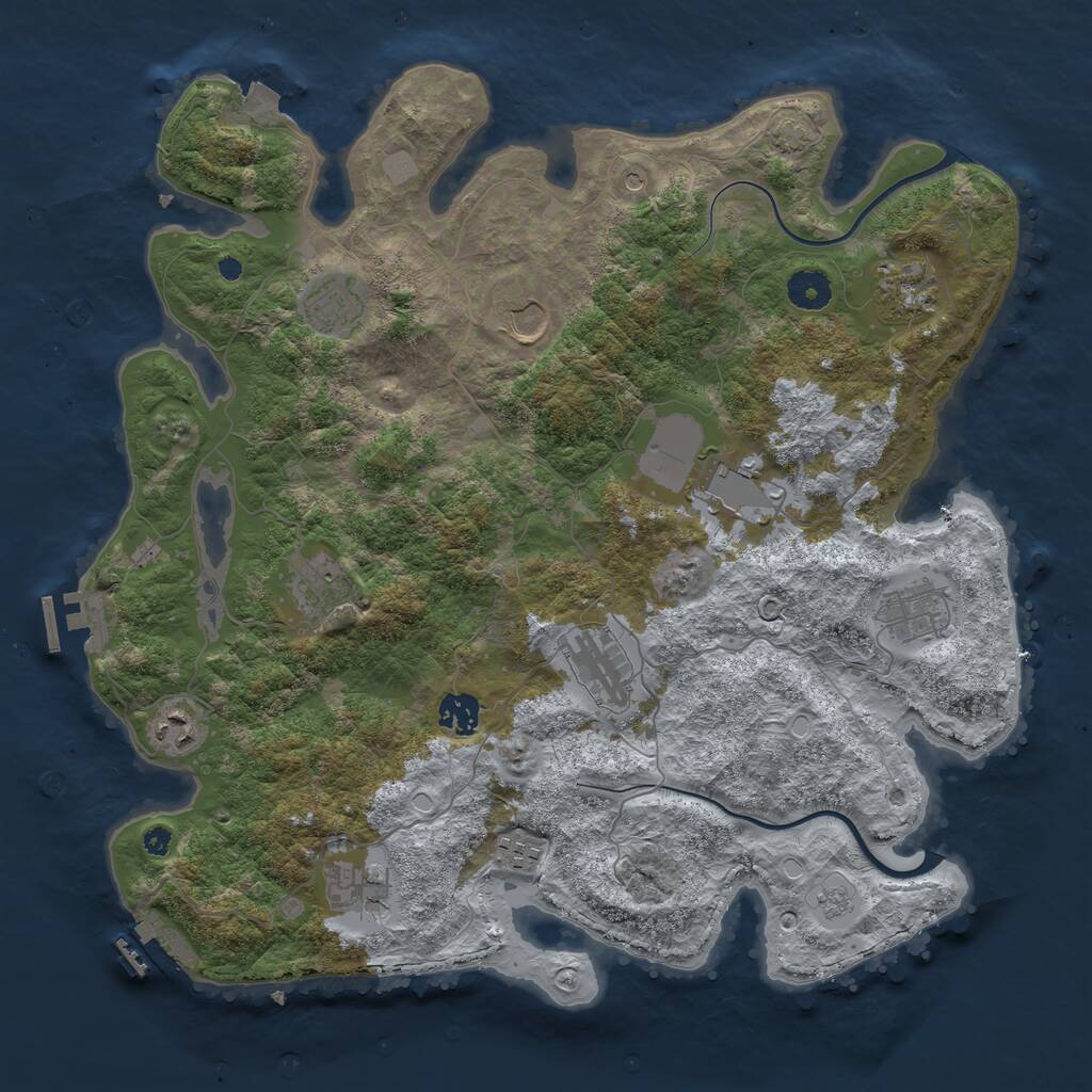 Rust Map: Procedural Map, Size: 3900, Seed: 2245, 17 Monuments