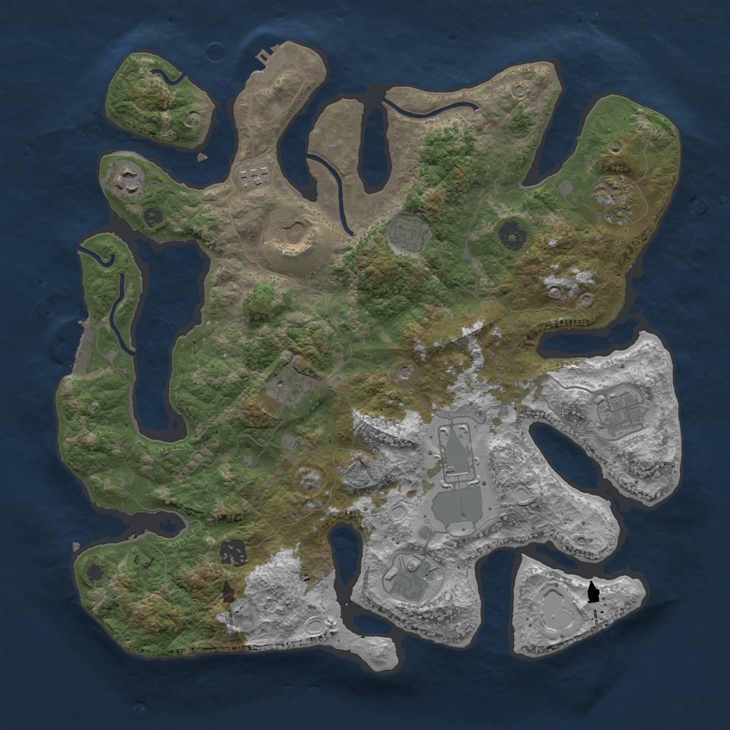 Rust Map: Procedural Map, Size: 3900, Seed: 2245, 21 Monuments