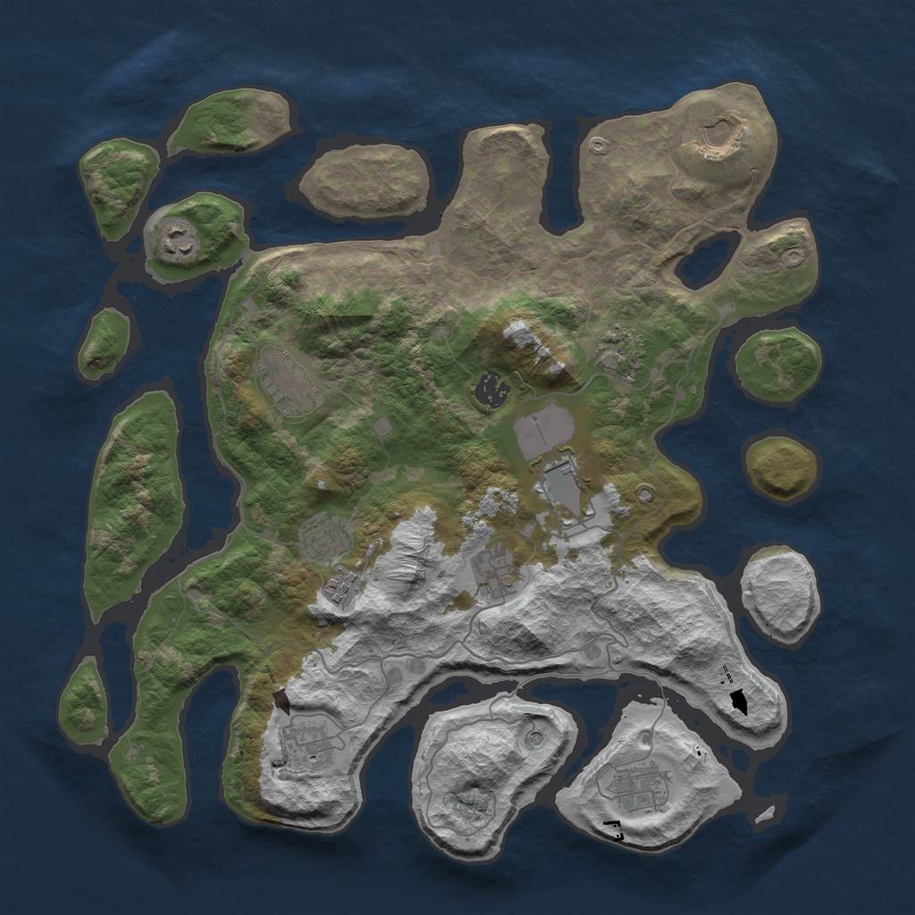 Rust Map: Barren, Size: 4000, Seed: 5366, 14 Monuments