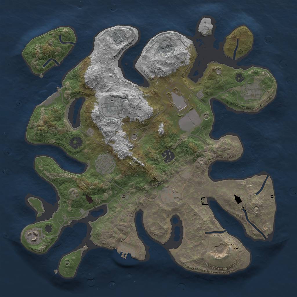 Rust Map: Procedural Map, Size: 3500, Seed: 529122415, 20 Monuments