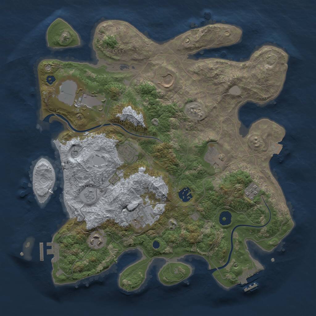 Rust Map: Procedural Map, Size: 3500, Seed: 1854598477, 14 Monuments