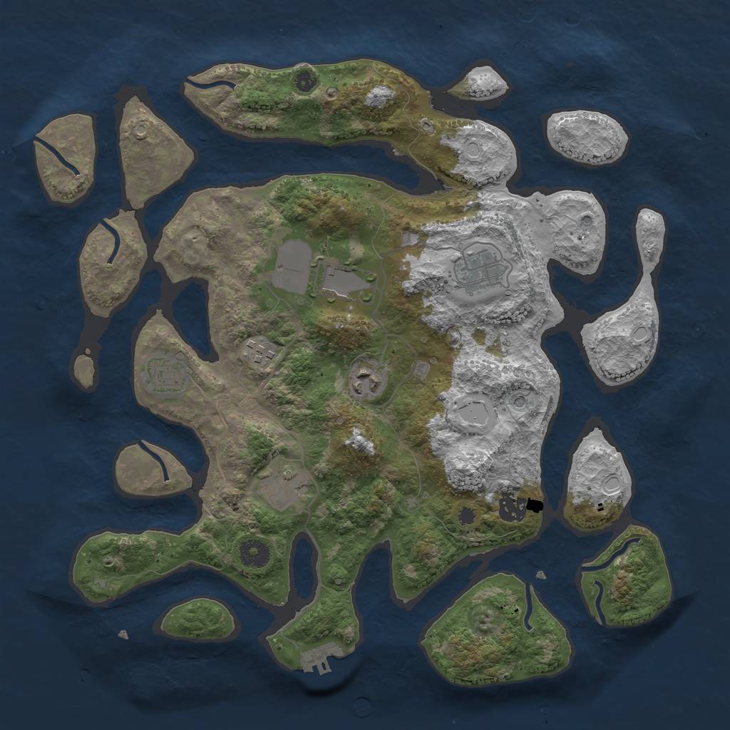Rust Map: Procedural Map, Size: 3700, Seed: 42508, 17 Monuments