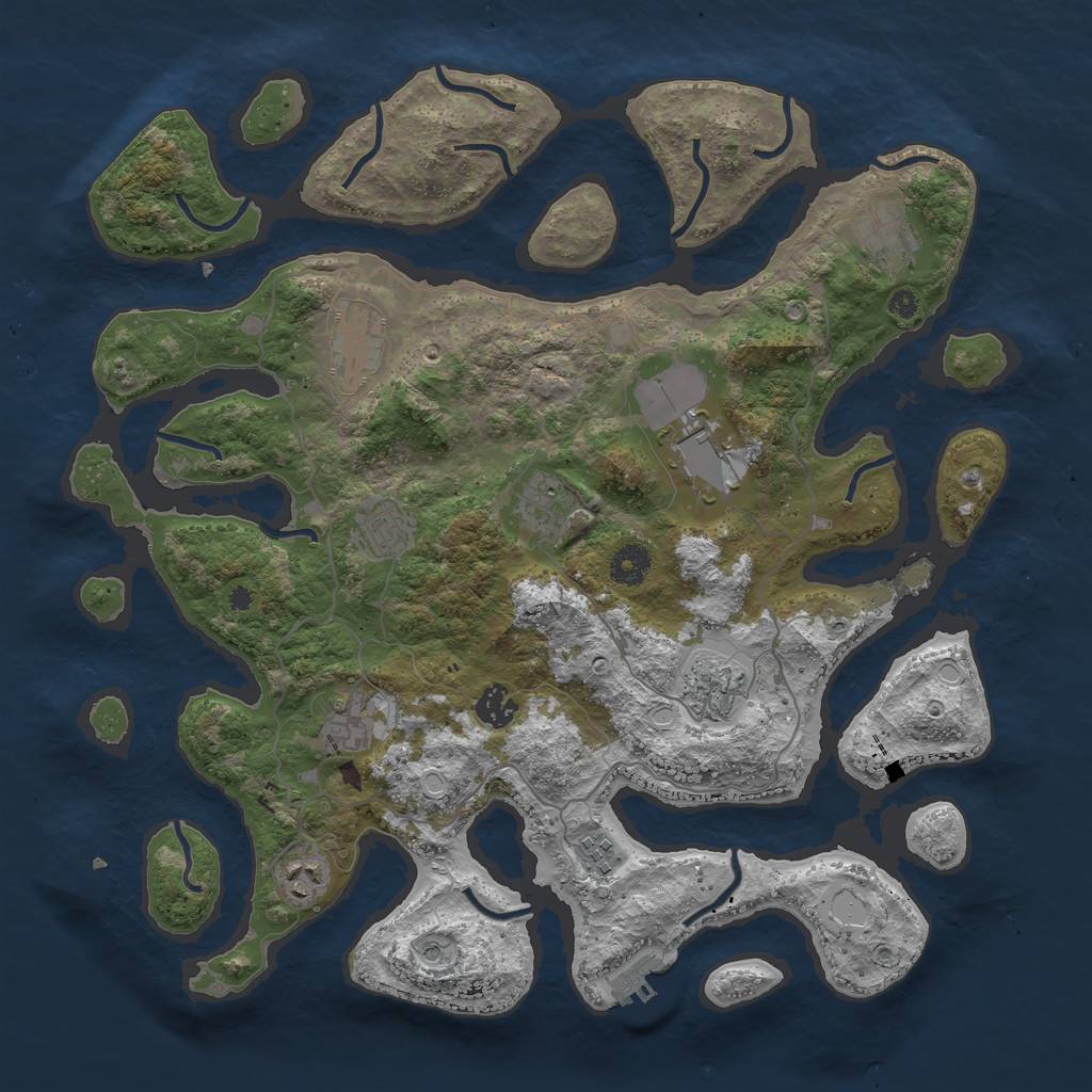 Rust Map: Procedural Map, Size: 4000, Seed: 773631186, 20 Monuments