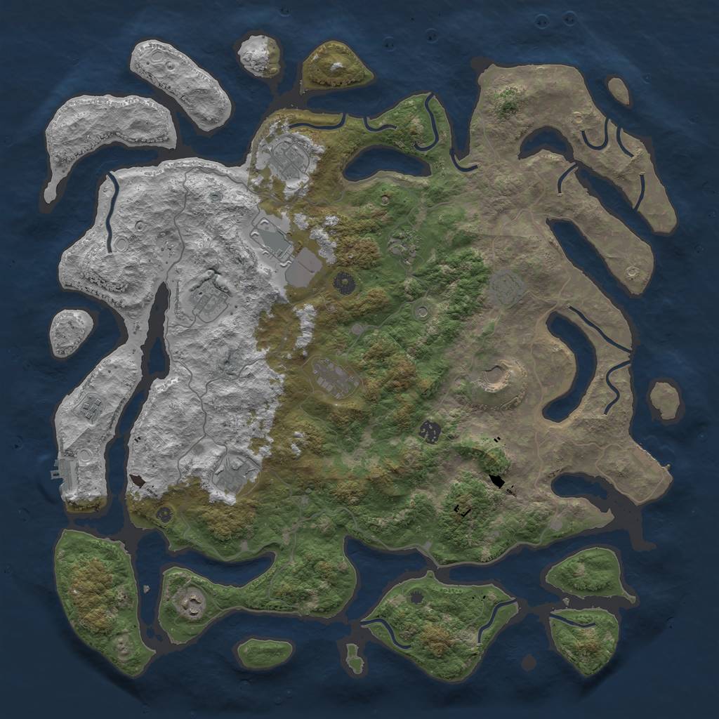 Rust Map: Procedural Map, Size: 4876, Seed: 413131, 22 Monuments