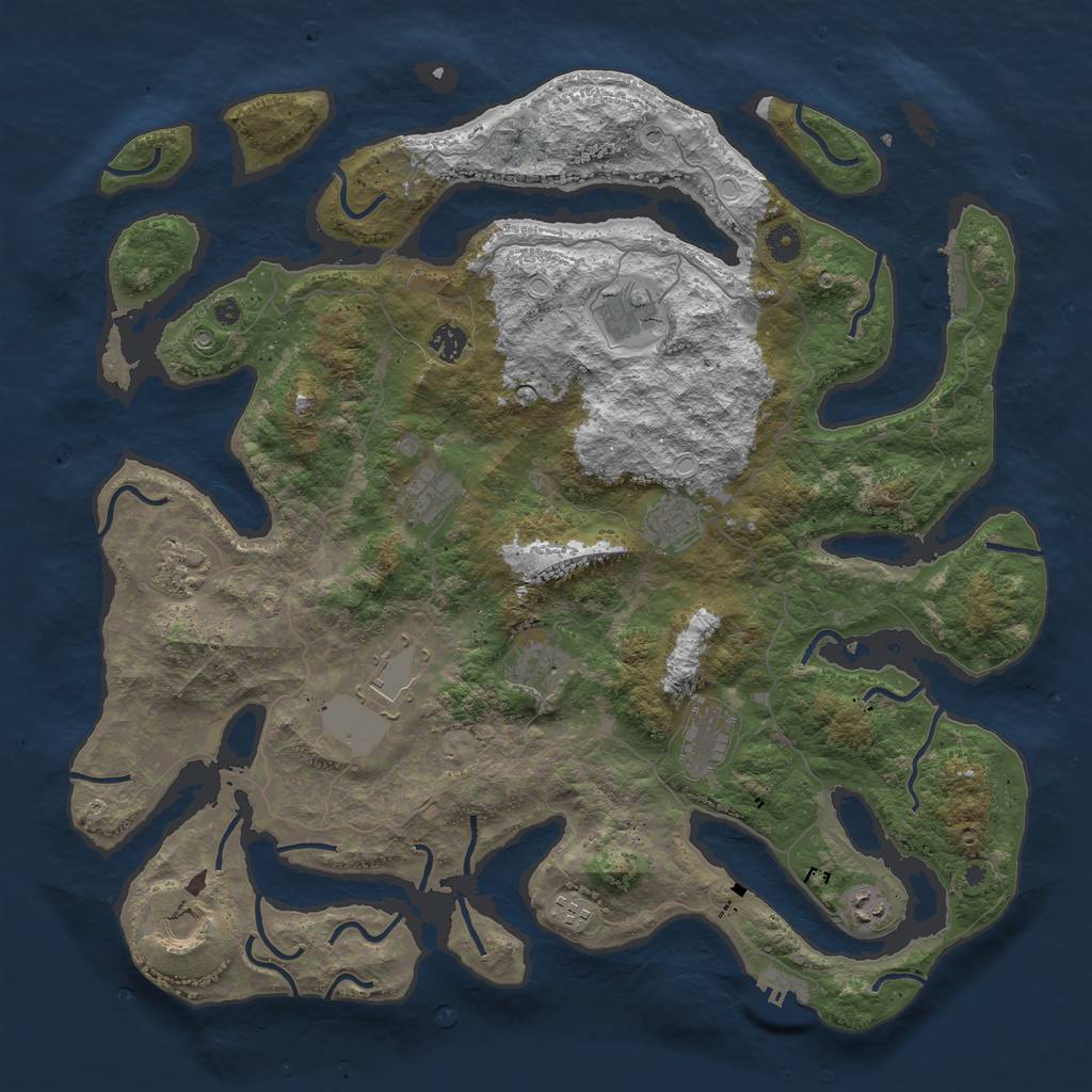 Rust Map: Procedural Map, Size: 4500, Seed: 2481394, 22 Monuments