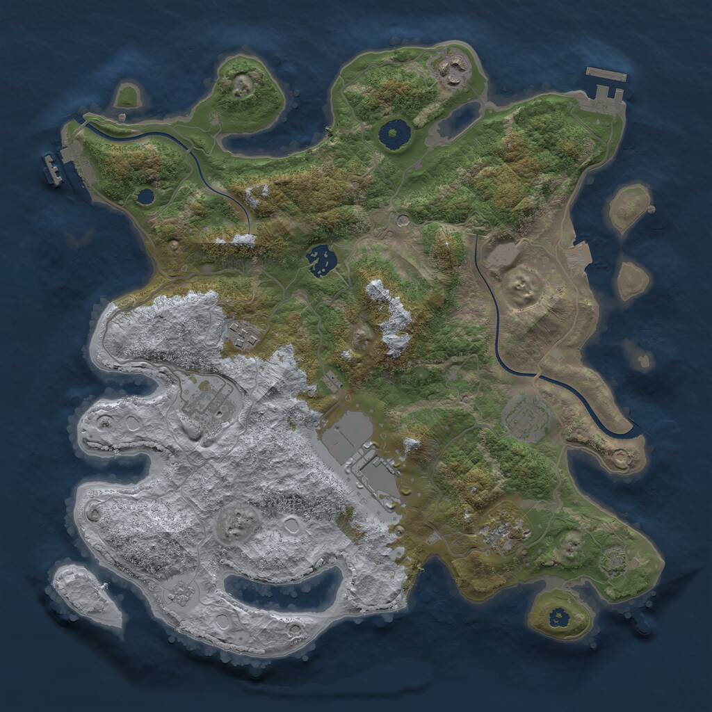Rust Map: Procedural Map, Size: 3550, Seed: 32164, 13 Monuments
