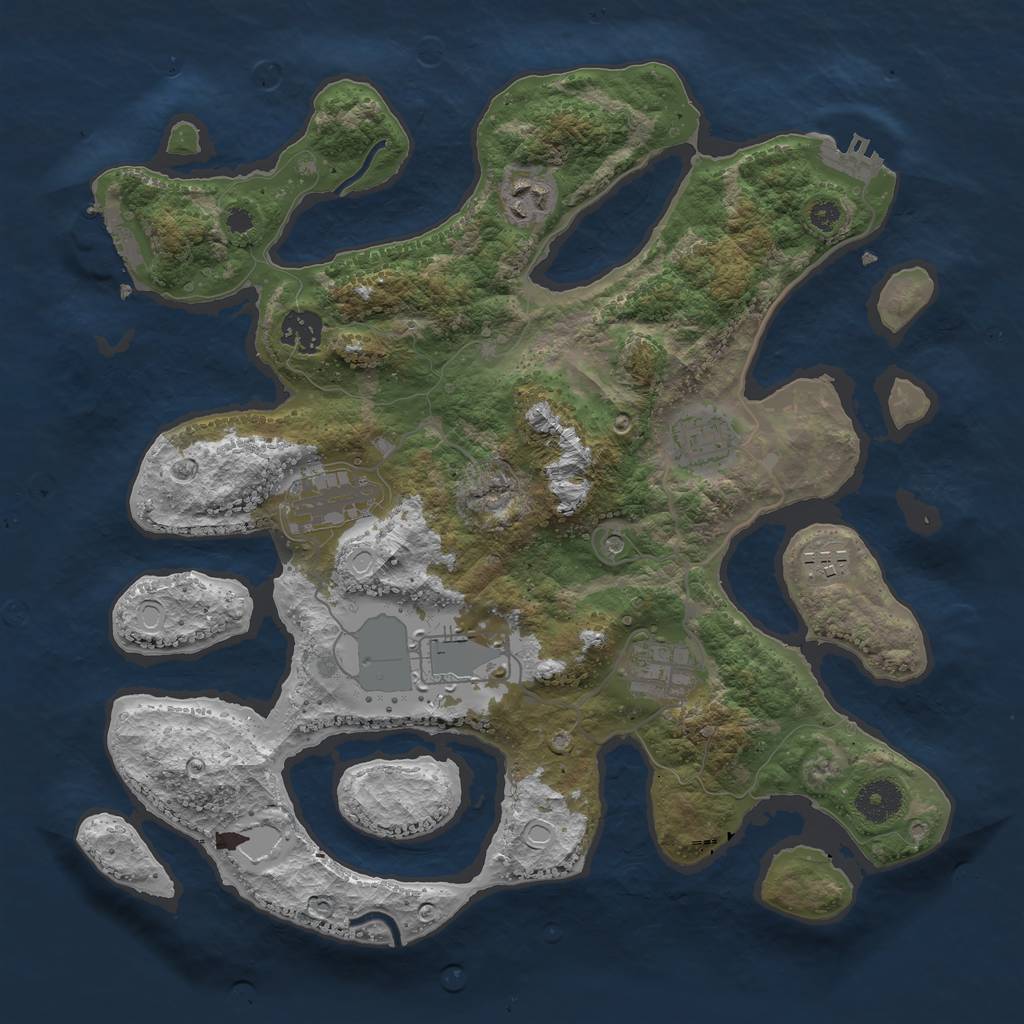 Rust Map: Procedural Map, Size: 3550, Seed: 32164, 18 Monuments