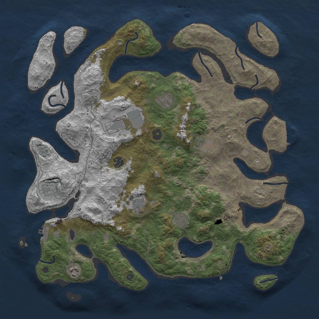 Rust Map: Procedural Map, Size: 4500, Seed: 705973745, 20 Monuments