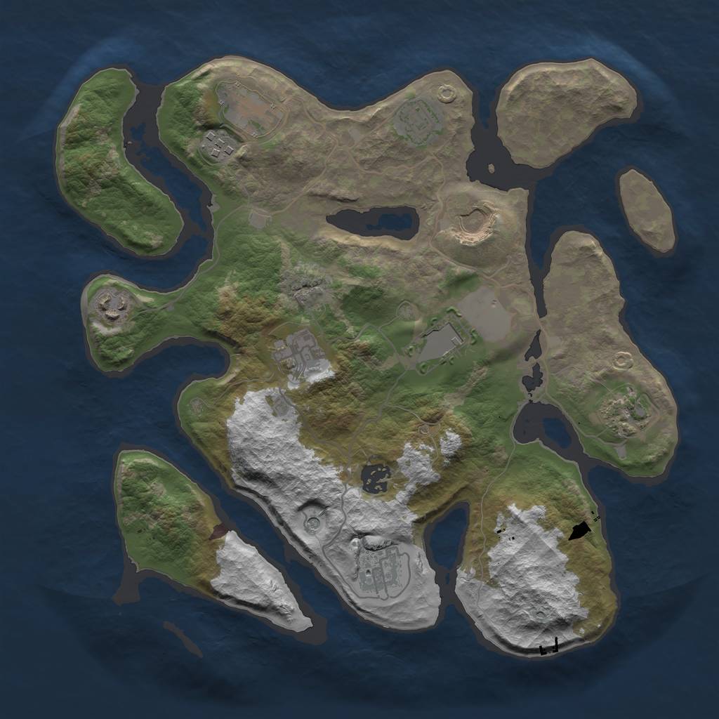 Rust Map: Barren, Size: 3500, Seed: 752104158, 13 Monuments