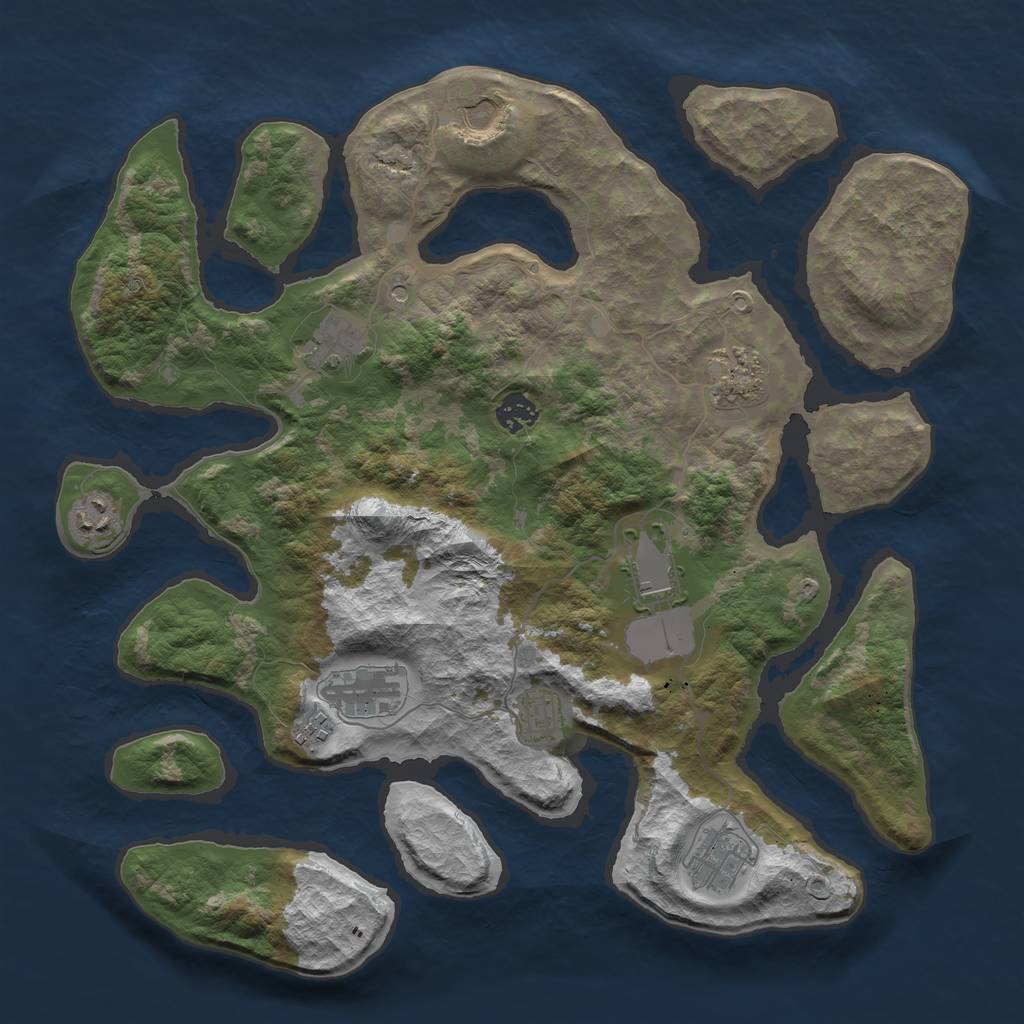 Rust Map: Barren, Size: 3900, Seed: 949561541, 13 Monuments