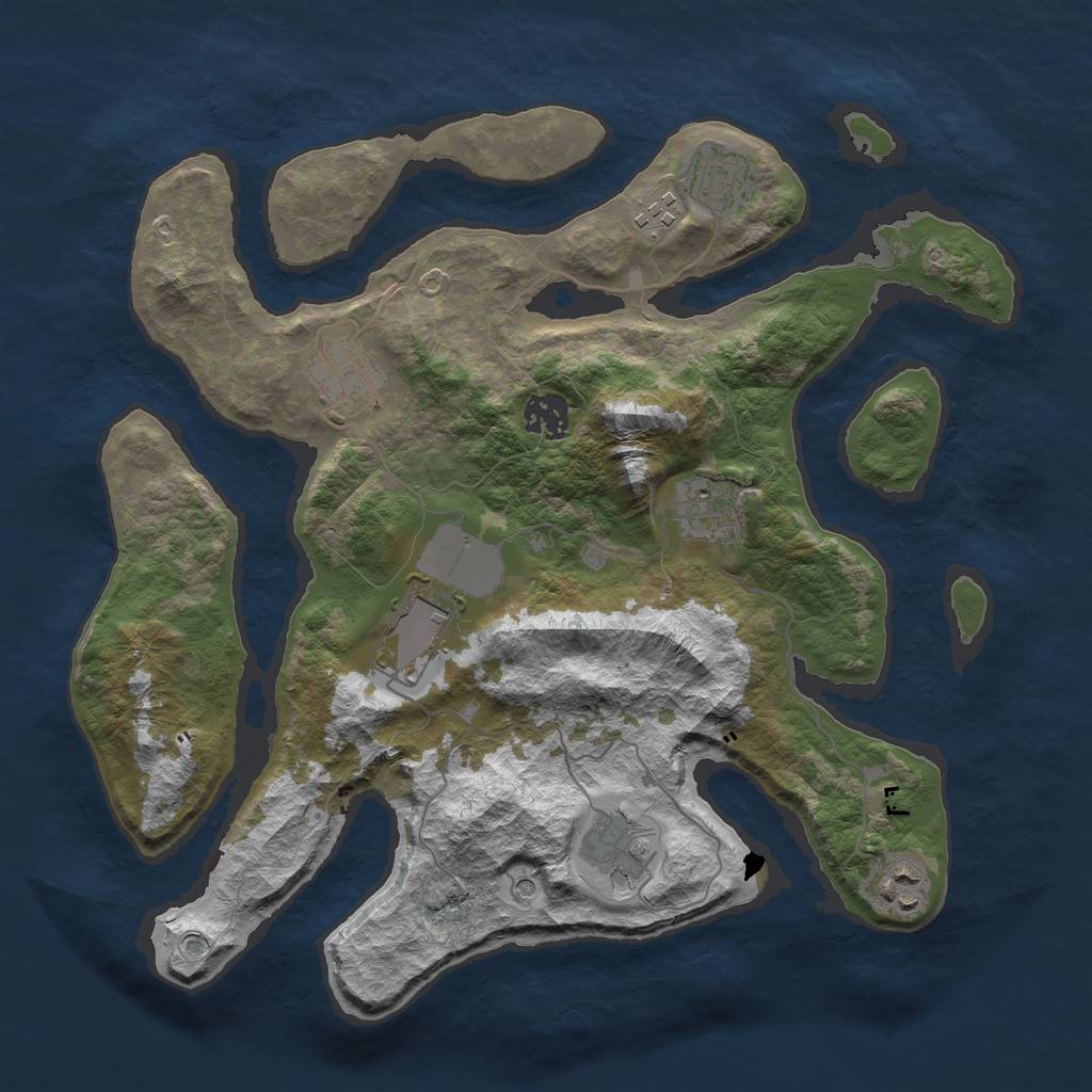 Rust Map: Barren, Size: 3500, Seed: 987110, 11 Monuments