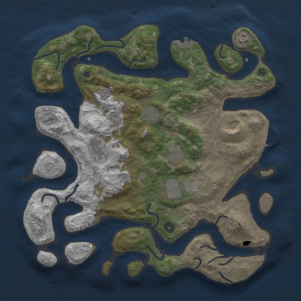 Rust Map: Procedural Map, Size: 4000, Seed: 833446, 18 Monuments