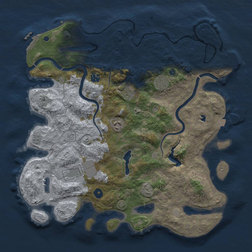 Rust Map: Procedural Map, Size: 4000, Seed: 833446, 12 Monuments