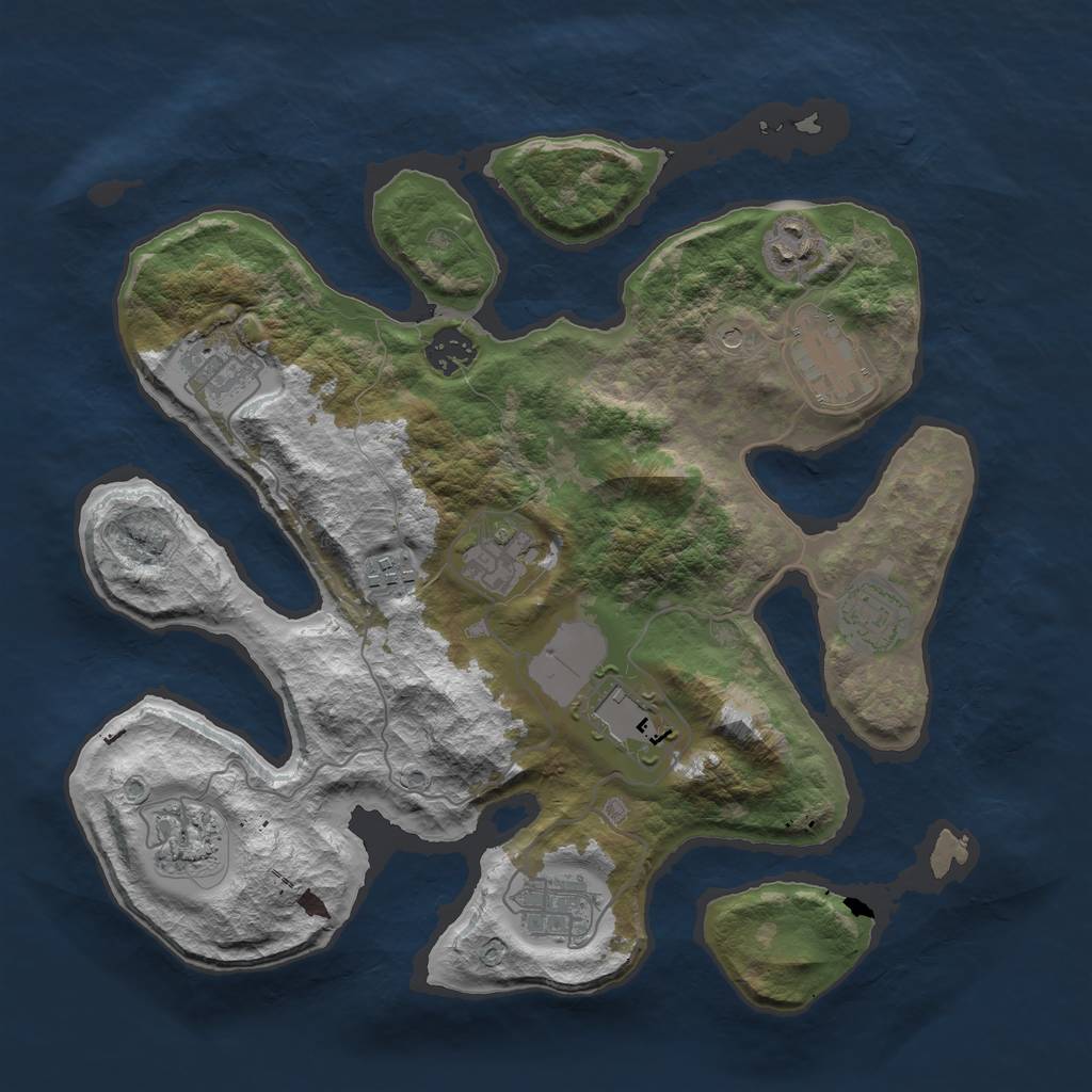 Rust Map: Barren, Size: 3500, Seed: 1988650621, 13 Monuments