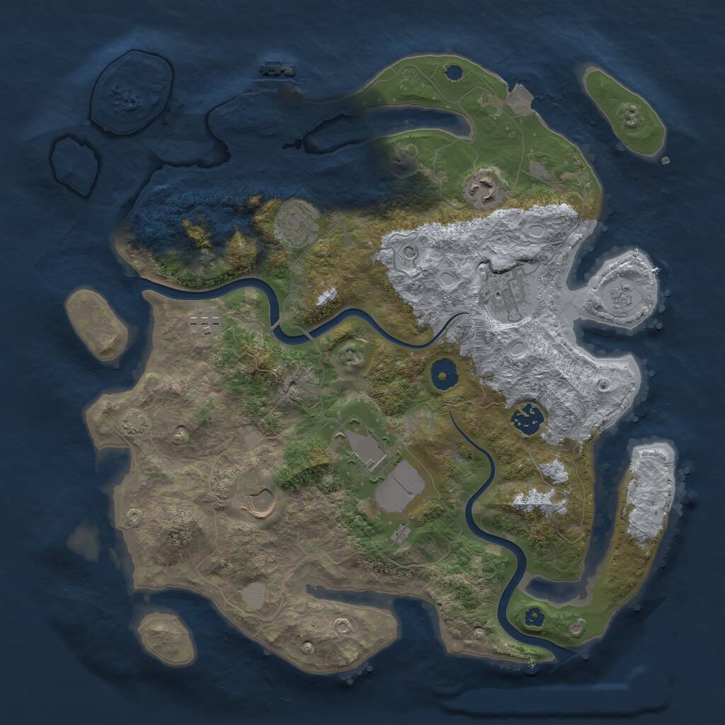 Rust Map: Procedural Map, Size: 3700, Seed: 2127935790, 12 Monuments