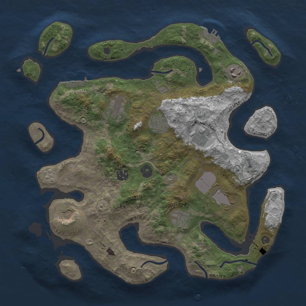 Rust Map: Procedural Map, Size: 3700, Seed: 2127935790, 20 Monuments