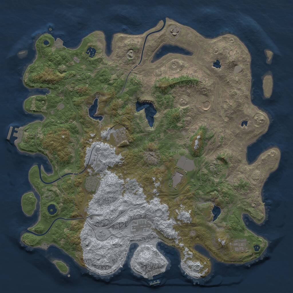 Rust Map: Procedural Map, Size: 4500, Seed: 135983048, 16 Monuments