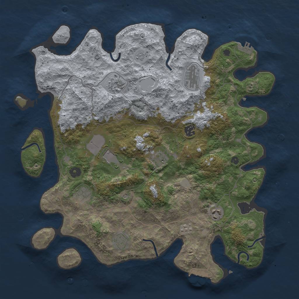 Rust Map: Procedural Map, Size: 4000, Seed: 4586697, 18 Monuments