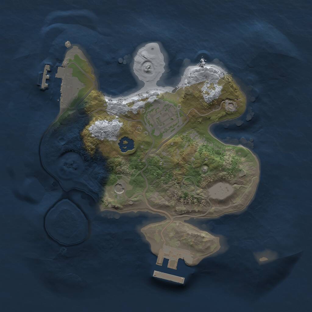 Rust Map: Procedural Map, Size: 2000, Seed: 3252624, 5 Monuments