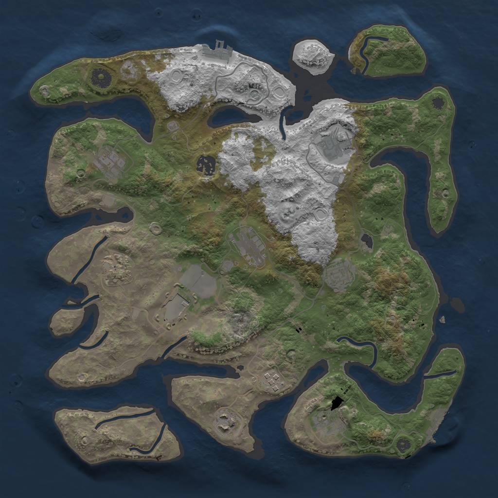 Rust Map: Procedural Map, Size: 3700, Seed: 93081244, 21 Monuments