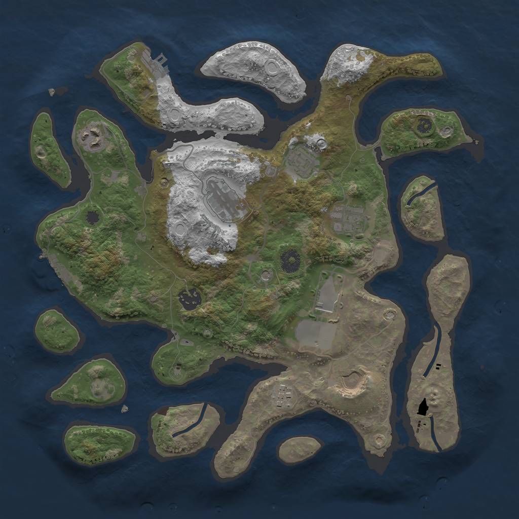 Rust Map: Procedural Map, Size: 3500, Seed: 1414211, 19 Monuments