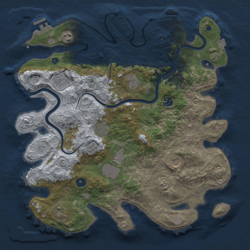 Rust Map: Procedural Map, Size: 3850, Seed: 802789685, 15 Monuments