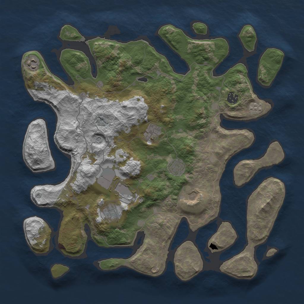 Rust Map: Barren, Size: 4000, Seed: 452342, 11 Monuments