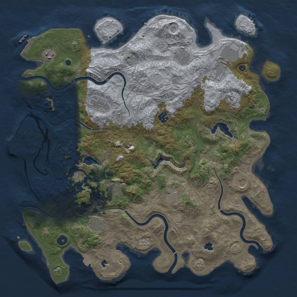 Rust Map: Procedural Map, Size: 4500, Seed: 5464179, 17 Monuments