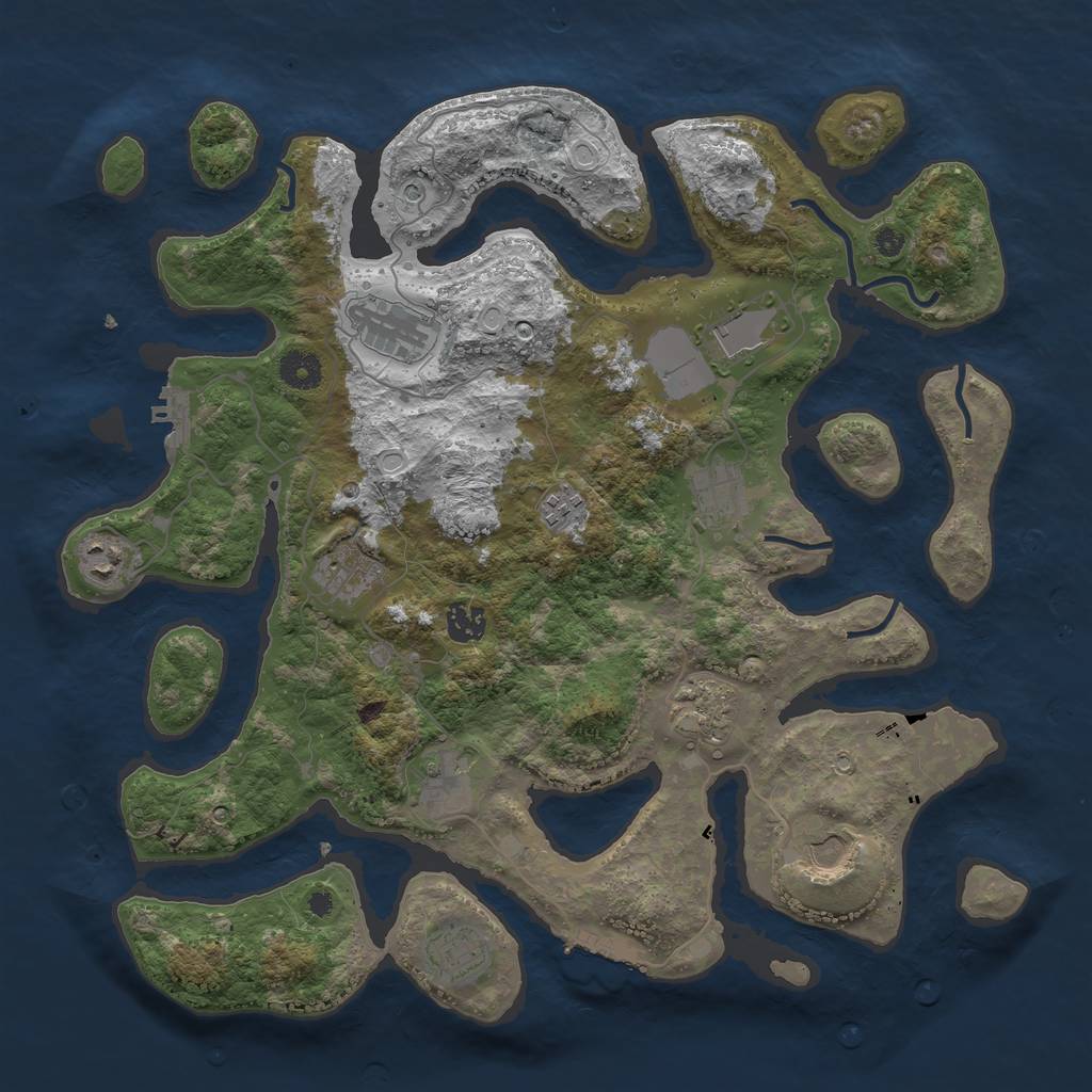 Rust Map: Procedural Map, Size: 3950, Seed: 1137844659, 22 Monuments