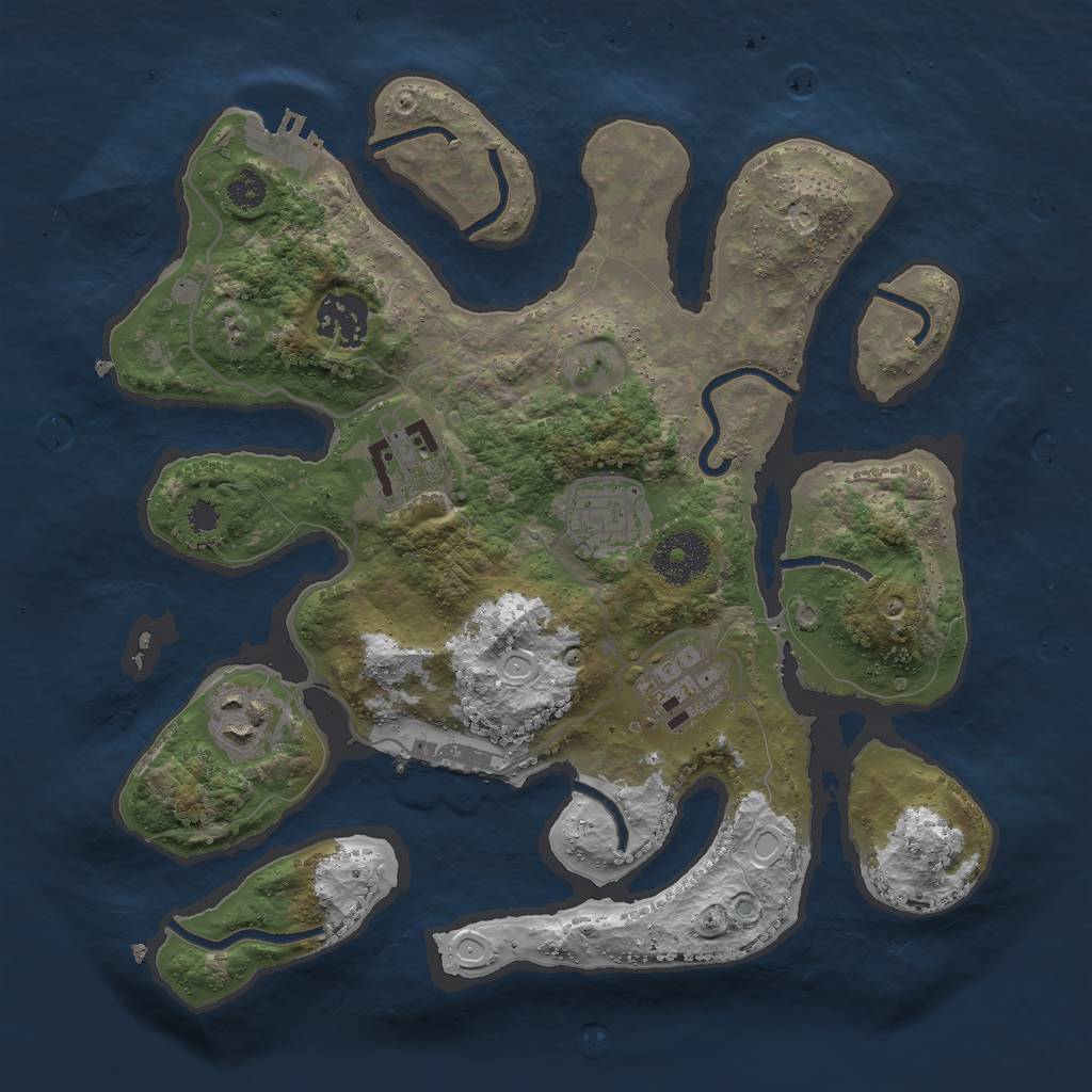 Rust Map: Procedural Map, Size: 3000, Seed: 410527, 15 Monuments