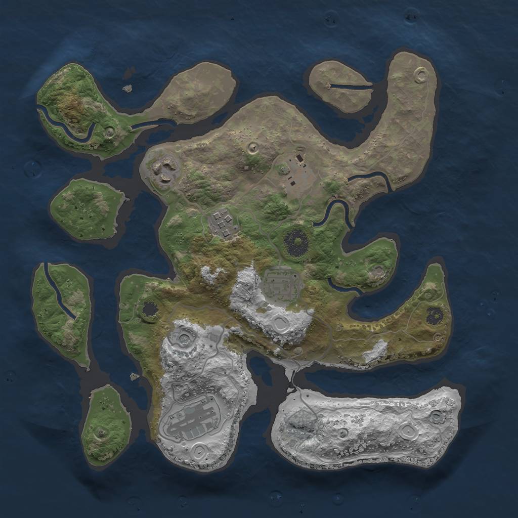 Rust Map: Procedural Map, Size: 3000, Seed: 1844634120, 14 Monuments