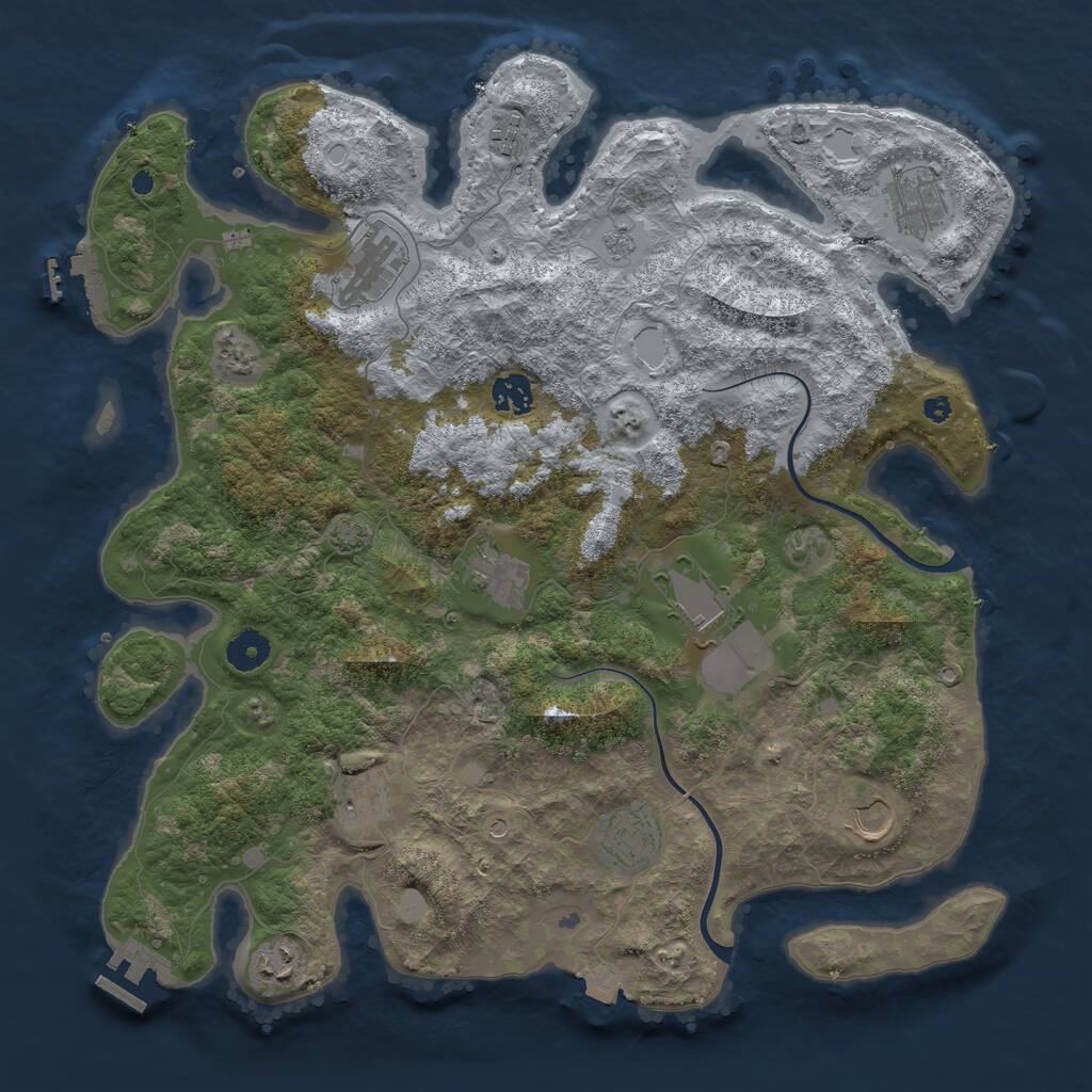 Rust Map: Procedural Map, Size: 3950, Seed: 1177403550, 16 Monuments