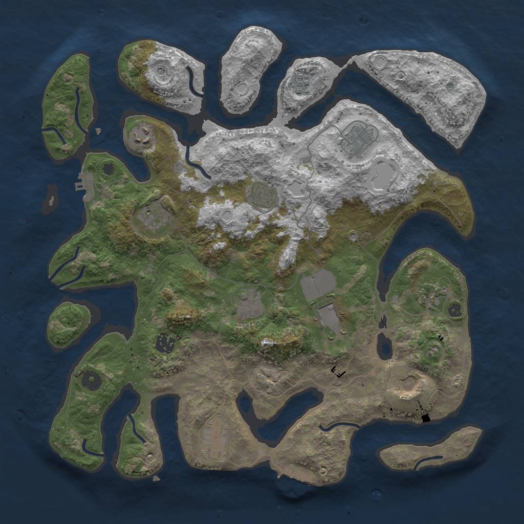 Rust Map: Procedural Map, Size: 3950, Seed: 1177403550, 22 Monuments