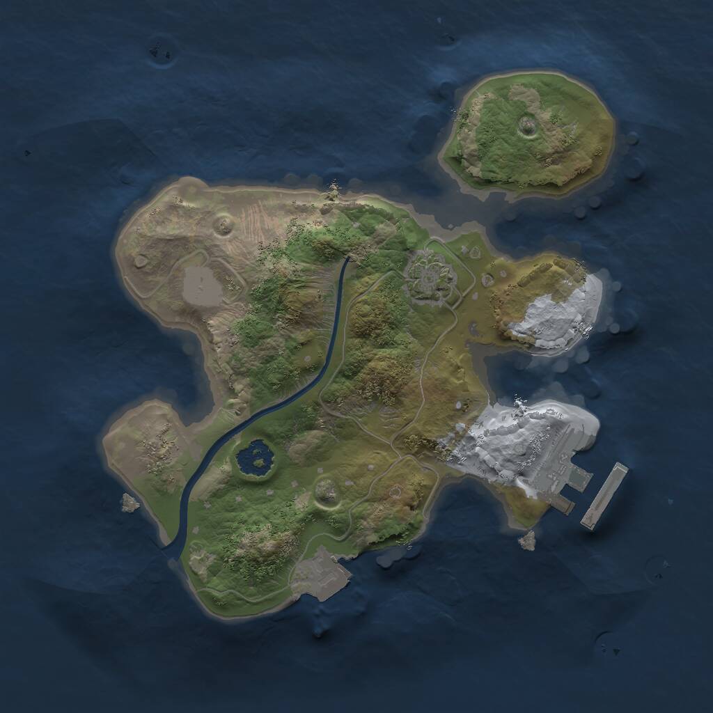 Rust Map: Procedural Map, Size: 2000, Seed: 2222, 3 Monuments