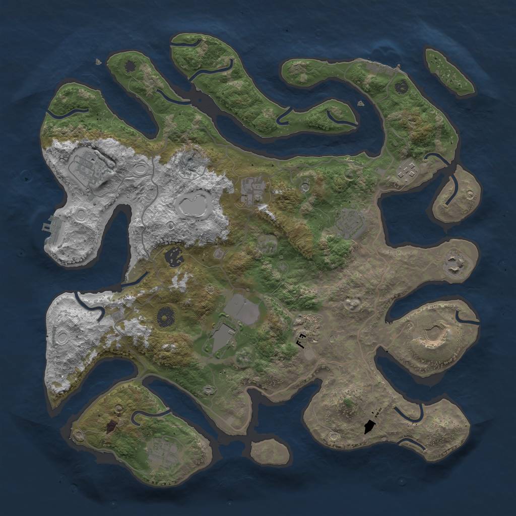 Rust Map: Procedural Map, Size: 4000, Seed: 689160286, 21 Monuments