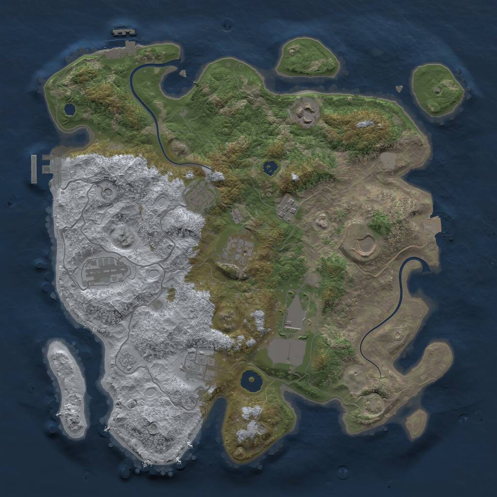 Rust Map: Procedural Map, Size: 3500, Seed: 8885456, 14 Monuments