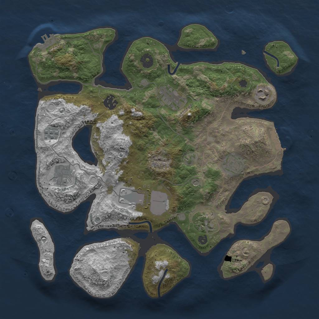 Rust Map: Procedural Map, Size: 3500, Seed: 8885456, 19 Monuments