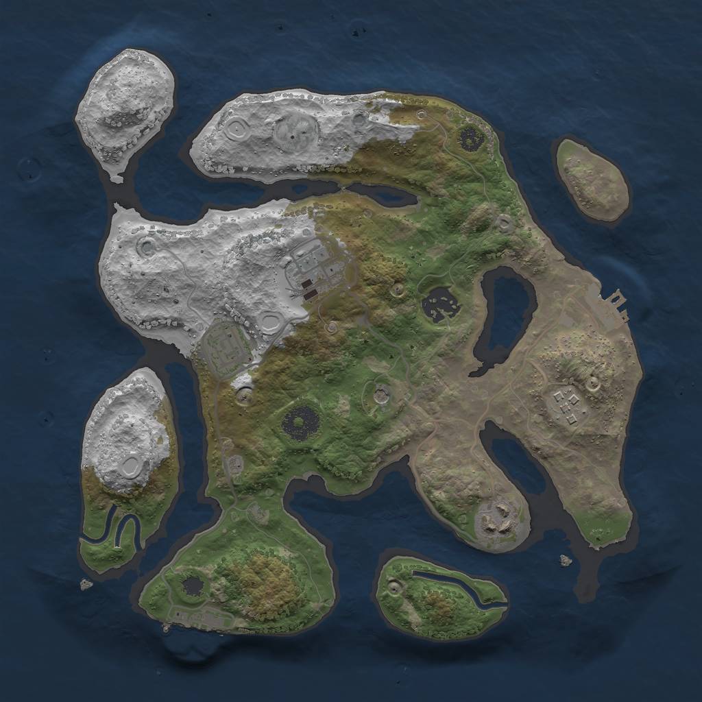 Rust Map: Procedural Map, Size: 3000, Seed: 739440570, 16 Monuments