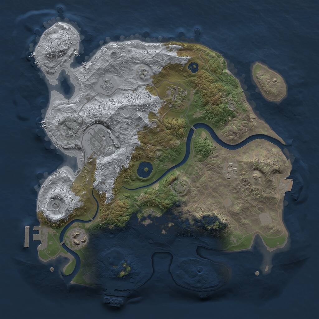 Rust Map: Procedural Map, Size: 3000, Seed: 739440570, 11 Monuments